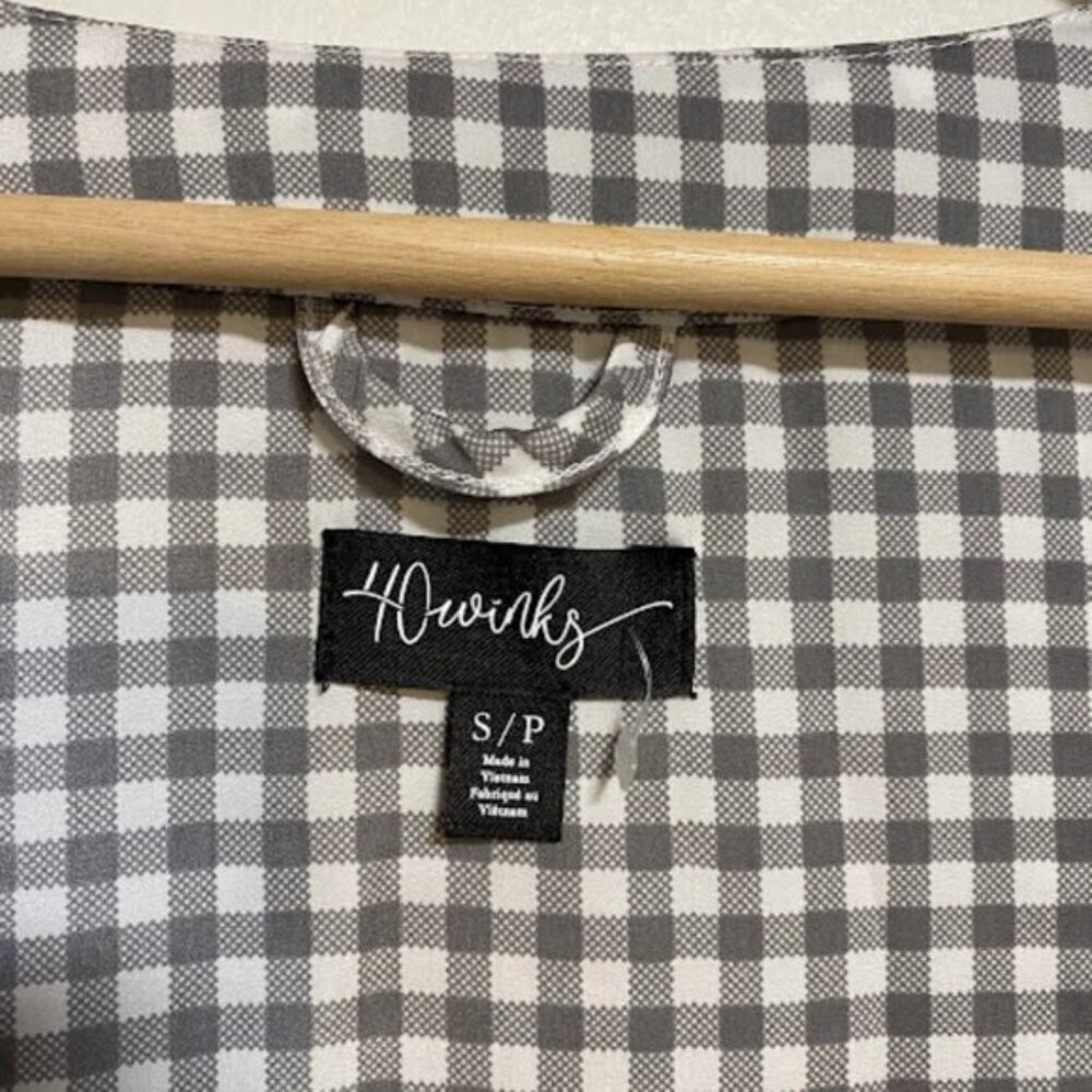 40 Winks Gray White Gingham Women's Kimono Cardigan Size S/P - Picture 3 of 13